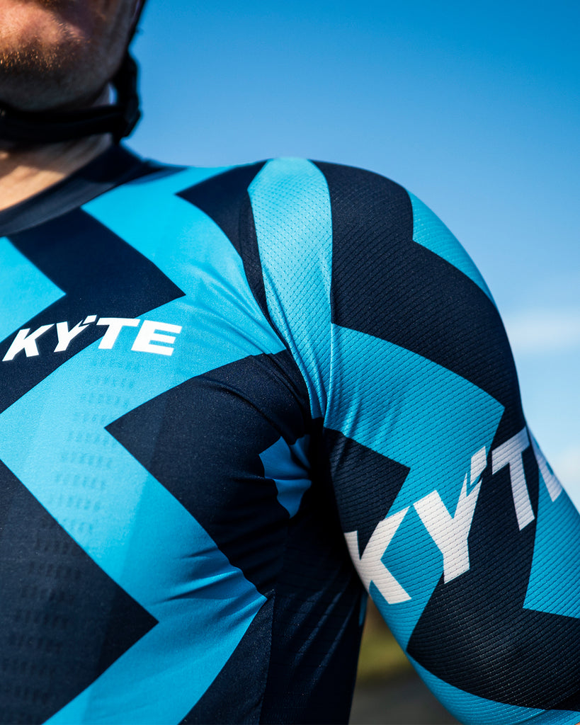 KYTE Jazz Short Sleeve Jersey - Cyan / Navy